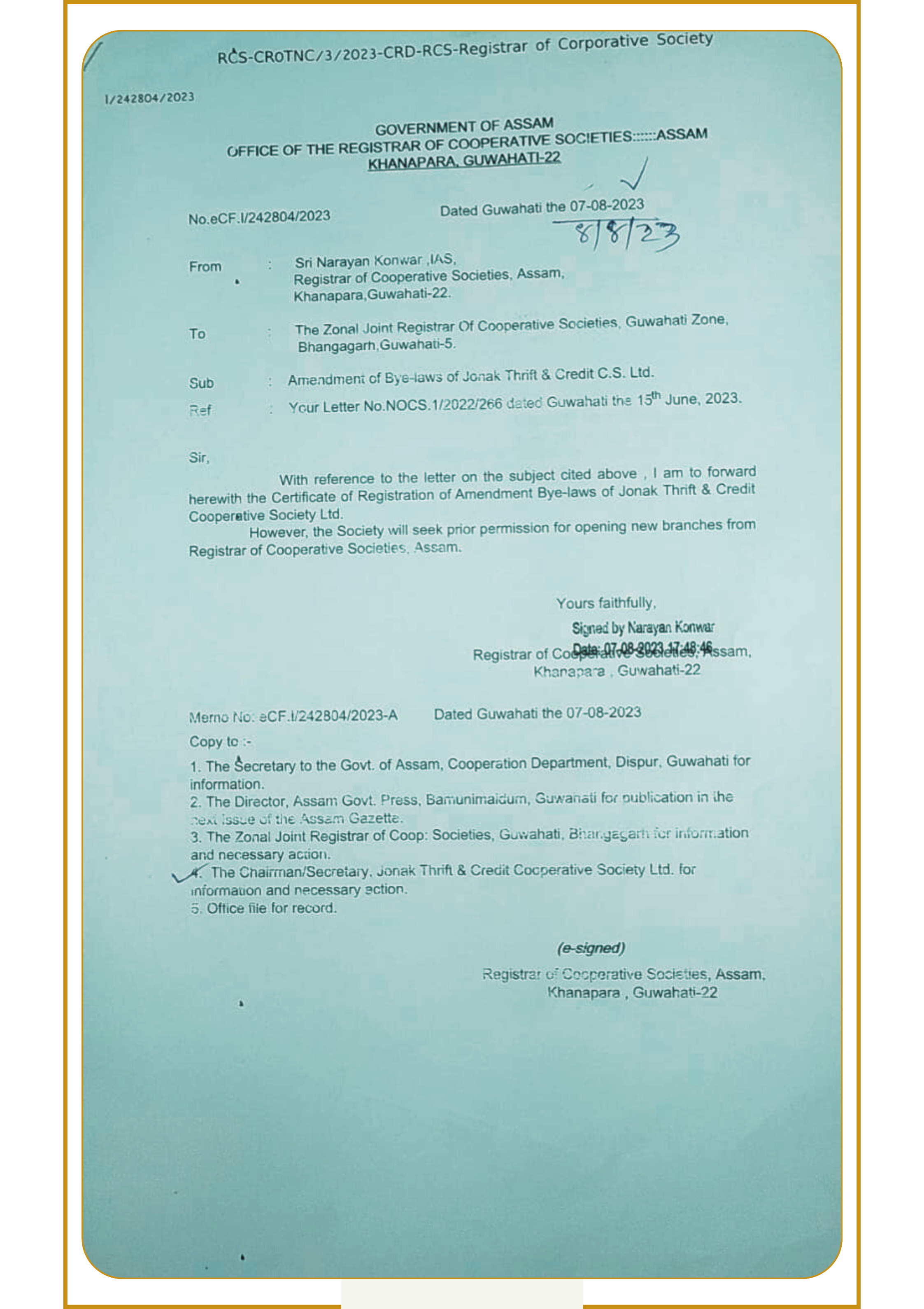 Registration Certificate 1