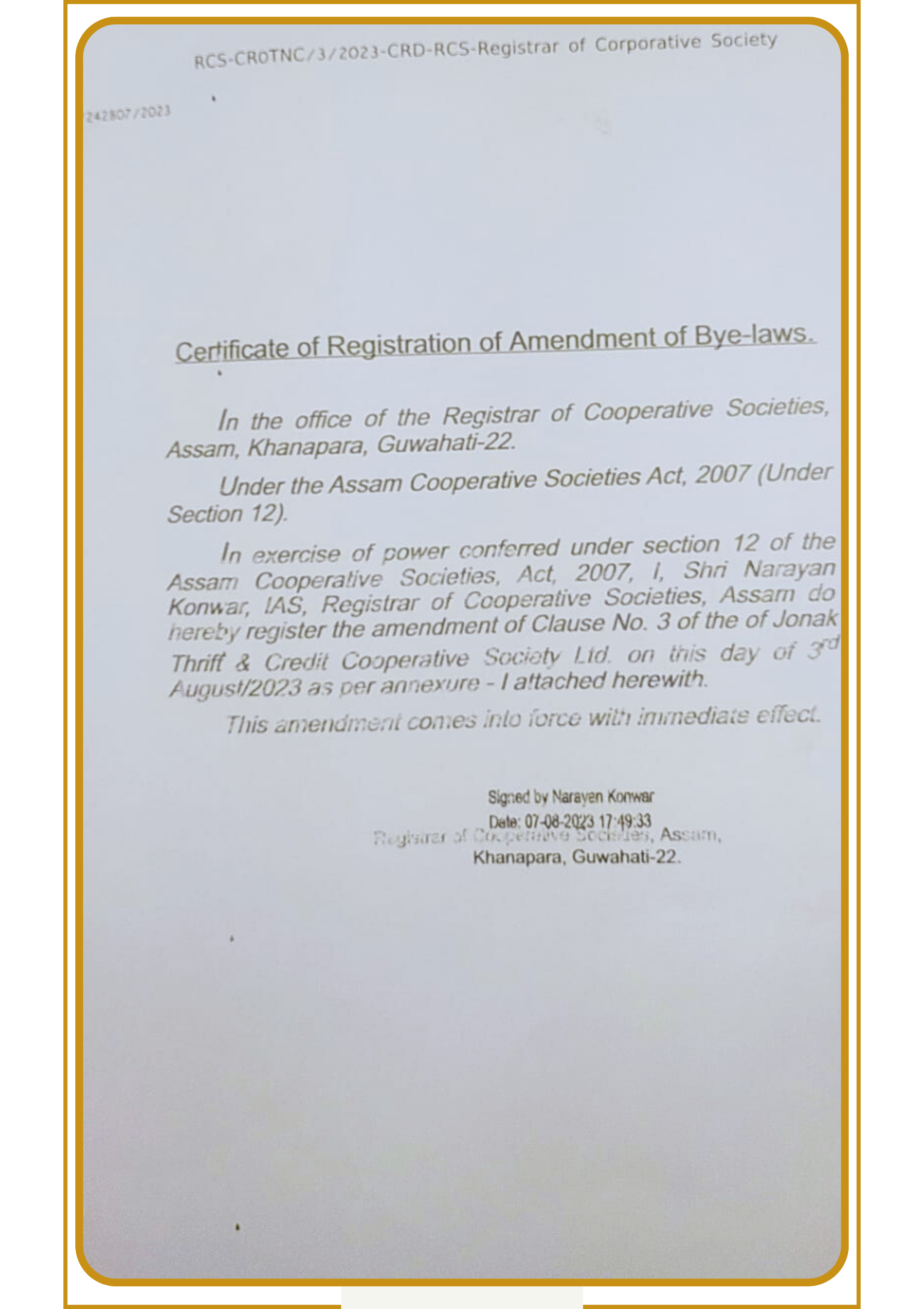 Registration Certificate 2